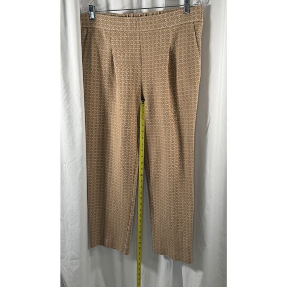 Ann Taylor Dress Textured Geo Pattern Pants Ankle Tan Ivory Cotton Blend L 87-12 - Picture 11 of 15